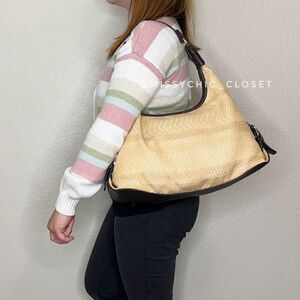 Worthington Linen Blend Woven Straw Summer Shoulder Bag